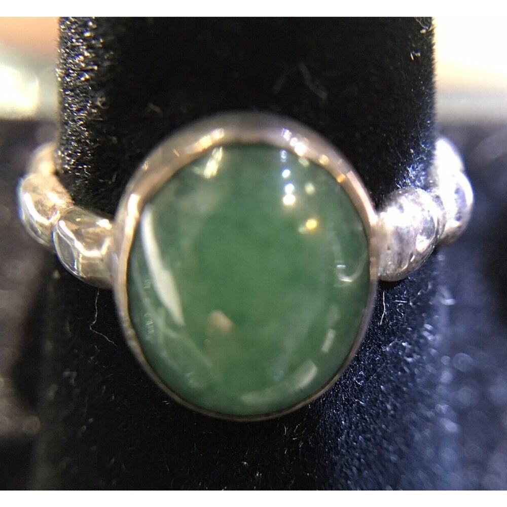 Robson Jewelers Agate Ring Sz6.5 Round Green Silver 925 All Stones Simulated